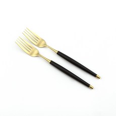 Bogen 韓國製 Le Bien 金色餐具沙拉叉, 2個, 黑色