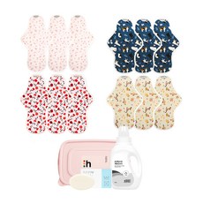hannahpad 純棉衛生棉首發套餐12片護墊+洗衣套裝圖案隨機出貨, 1組