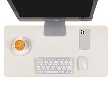 베네블 가죽 심플 와이드 데스크매트, 화이트