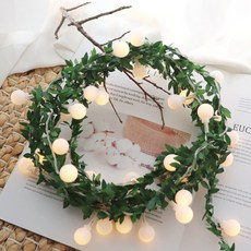 Blüehen DIY聖誕藤條燈串組 50顆入, 綠色