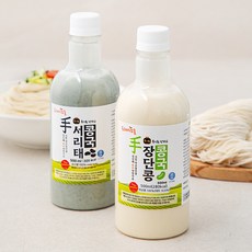 프레시오늘 신선냉장 껍질째 손수 영양가득 파주장단콩국수 + 서리태콩국수 생소면 밀키트 2인분 2종 세트, 1세트