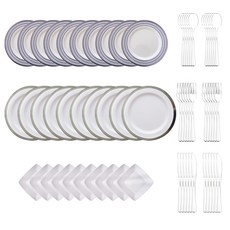 SSGSSAK 藍寶石盤*10入+Glory陶瓷盤*10入+Lala陶瓷盤*10入+透明餐具*36入組, 1組