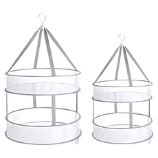 PUSH! 居家生活用品 曬衣籃 折疊家用雙層晾衣網 I94-4, 白色, 1個