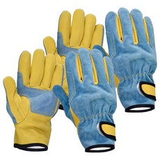 Wellz 牛皮羊皮內襯氬焊手套 雙手穿戴組 藍色 + 黃色 KAG-240X, 2套