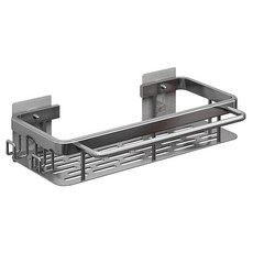 浴室置物架 加厚款四方架 無痕貼, 300 x 130 x 55mm, 灰色, 1個