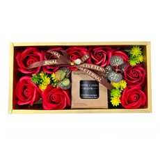 Yamiley 香氛蠟燭禮盒 紅色 浪漫玫瑰造型 舒緩壓力 營造溫馨氛圍