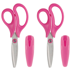 PLUS 普樂士 兒童安全剪刀 SC-145CF 柔軟握柄 附安全收納蓋, 粉色, 2支