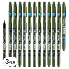 라인플러스 물로 지우는 수성 OHP 펜 M F 2종 x 12p 세트, 흑색, 청색, 3세트