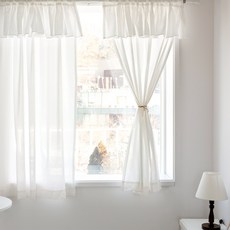 CARREDECO 卡片裝飾燧石實心荷葉邊窗簾, 白色