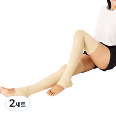 타이튼 압박스타킹 오트베이지, 2세트, 허벅지형