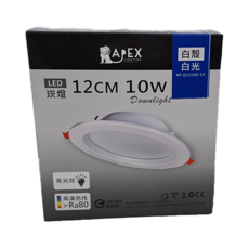 APEX LIGHTING 艾沛斯照明 12cm 10W LED 崁燈 柔光款導光板 6500K 白光, 白殼, 1個