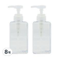 뉴앤룩 사각 리필용기 디스펜서 일반형 450ml, 01 투명, 8개