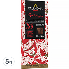 발로나 과나하 70% 초콜릿 바, 70g, 5개