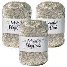 yarna 프리미엄 메탈릭 플레이 코드 70g, 105리얼화이트실버, 3개