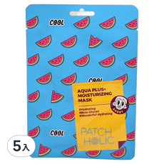 PATCHHOLIC Aqua plus + 強化保濕補水面膜 28g, 1片, 5包