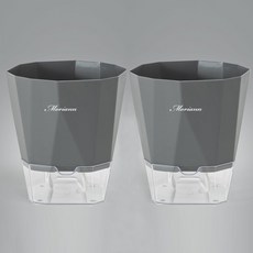 MORIANN 鑽石底部吸水花盆, 2個, 傑森灰