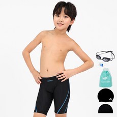 aquatica 男童室內泳衣 AQAJB494 + 專業泳鏡 + 彈性泳帽 + 矽膠泳帽 + 矽膠耳塞 + 塑膠袋套組