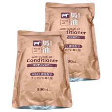 KUMANO 熊野油脂 馬油無矽靈潤髮乳 補充包, 500ml, 2包