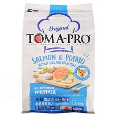 TOMA-PRO 優格 成幼犬用 乾飼料 豐富Omega-3脂肪酸 添加鈣質, 鮭魚+馬鈴薯, 1.5kg, 1袋