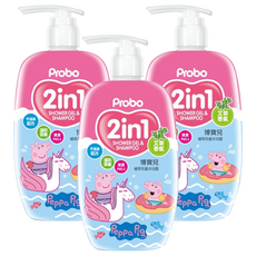 Probo 博寶兒 植萃洗髮沐浴露, 2合1 艾草香氛 溫和低敏配方, 500ml, 3瓶