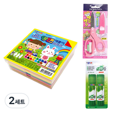 Jong Ie Nara 16000 雙面色紙盒裝 500張 + KOKUYO 國譽 SAXA Fly Cap 剪刀 粉紅色 + Nara膠水 15g x 2入組, 2套, 50色
