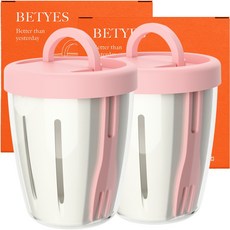 베티에스 샐러드컵 + 포크 세트, 핑크, 2세트