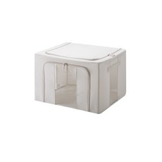 SHIMOYAMA 帶視窗可折疊一體布藝收納箱 73L, 米白色, 1個