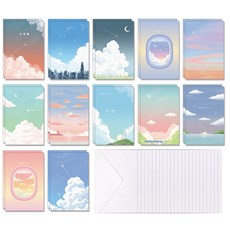 Maumdama 天空雲朵碎片明信片 24張 + 信封 24張 套組, 混合顏色, 1套
