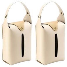 掛式衛生紙盒 皮革質感 可拆卸手提 時尚莫蘭迪系列 懸掛平放, 米白色, 2個