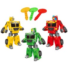 agaplus 組裝和拆卸迷你卡車變形機器人3件組, 紅色 + 黃色 + 綠色