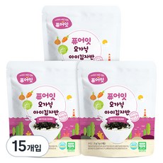 퓨어잇 오가닉 아이김자반, 바다와 야채, 15개, 21g