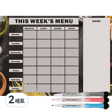 週計劃磁性日程板 橫式 42 x 30 cm + 3款磁性白板筆, 菜單與備忘錄(日程板), 2套