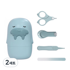 라이프투비 유아용 동물 캐릭터 손톱깎이 세트, 바다코끼리 블루, 2세트