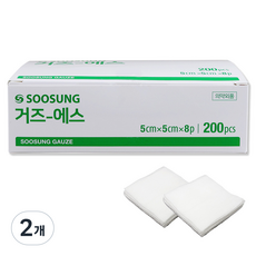 수성 거즈 에스 8겹 5 x 5cm, 2개, 200개입