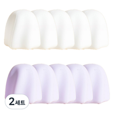 JustPikT 矽膠牙膏蓋擠壓器 護手霜擠壓器 2種 x 5入組, 白色, 淺紫色, 2套