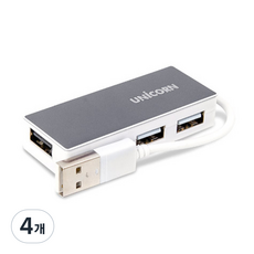 유니콘 USB2.0 4포트 무전원 USB허브 RH-A40, 그레이, 4개