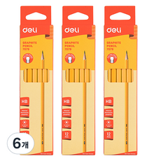 deLi 得力 附橡皮擦鉛筆 HB 1打, 72個, 黃色