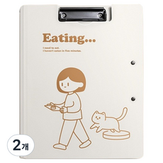 골드팡 소녀 일러스트 귀여운 폴더형 클립보드 A4, 브라운, 2개