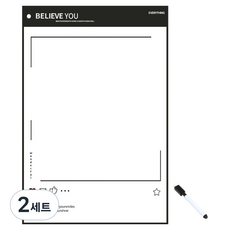 Moaven 冰箱留言板 + 磁性筆組, 單一顏色, 2套