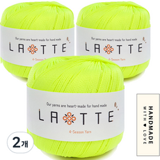 니뜨 라떼 뜨개실 65g x 3p + 코튼라벨 바코드 세트, 37 네온옐로우, 2개