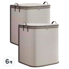 大容量棉被衣物布料收納箱, 6個, 卡其灰色