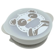 MARCUS&MARCUS 動物樂園幼兒自主學習吸盤碗含蓋, 1個, 貓熊 灰色