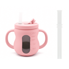 맘앤리틀 베이비 땅콩 실리콘 3in1 빨대컵, 스트로베리 밀크, 1개, 150ml