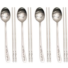 RAONNURI Happy Virus 成人波浪湯匙 + 筷子組, 小可愛(湯匙), 4組