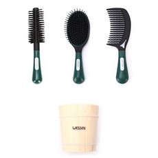 WESSEN 橡膠握把3件式髮梳籃A組, 綠色, 1套
