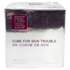 韓國 CUBE 專業肌膚調理洗面皂 附皂盒 + 極細高密度環保洗臉海綿, 1個, 100g