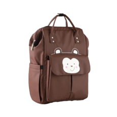 insular 茵秀麗 多功能防水媽媽包 後背包, 鯨吞大容量出行百寶箱, 大視野開口, 鋁箔保溫層, 100 x 100 x 100, 咖啡小猴