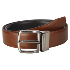 本革職人 男仕時尚休閒針扣式雙色旋轉扣真皮皮帶