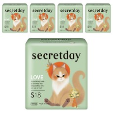 secretday Love系列 蝶翼衛生棉, 5包, 18片, 小型
