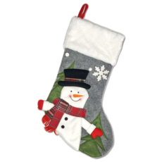 摩達客 耶誕質感圍巾雪人灰色聖誕襪, 48 x 30cm, YS-SC21004, 1組